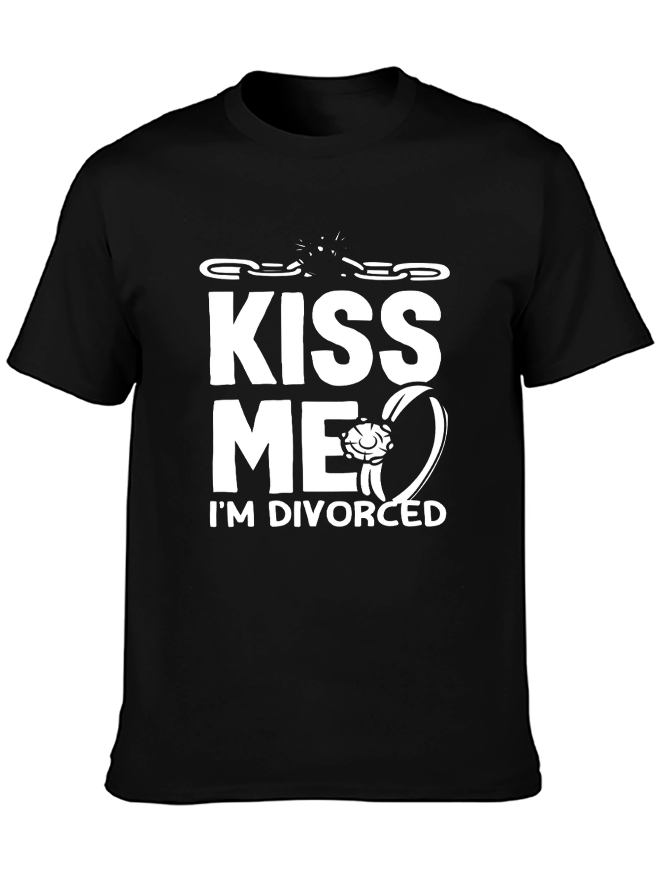 Black Kiss Me I'm Divorced T-Shirt Funny Slogan Tee view 3