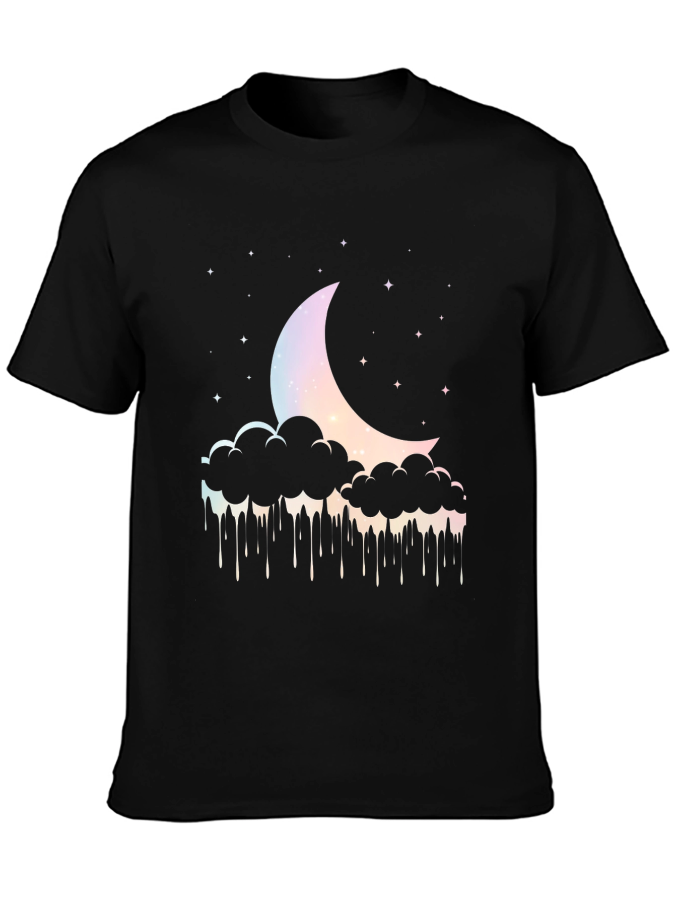 Black Dreamy Moon Cloud Graphic Tee - Black view 3