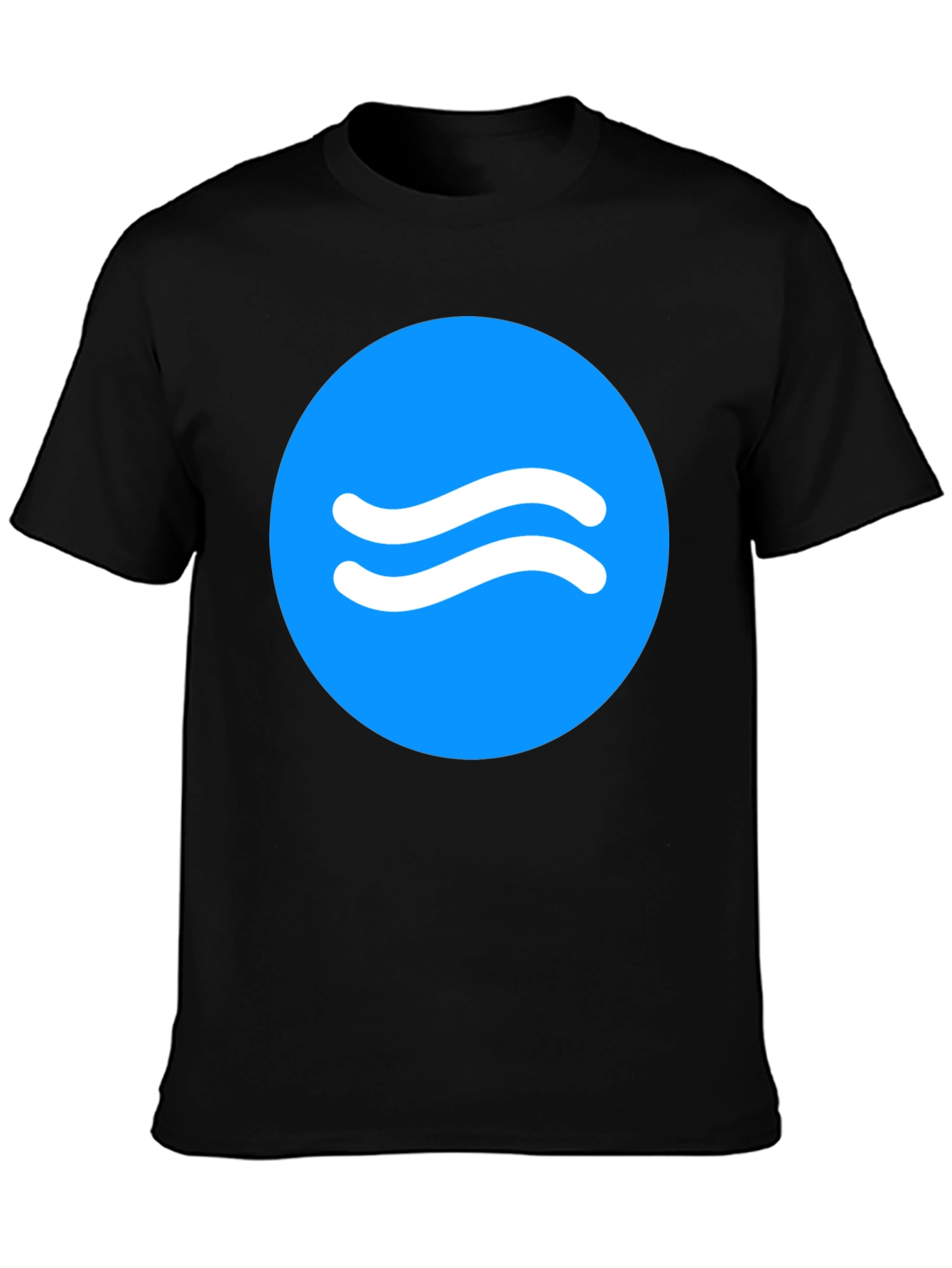 Black Trendy Black Tee with Blue Wave Circle Design view 3
