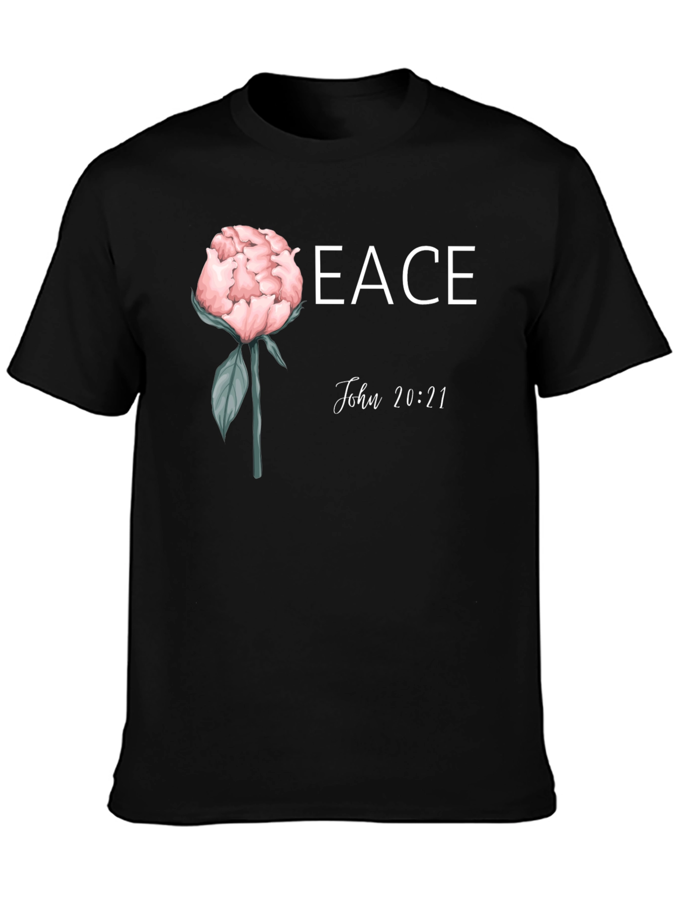 Black Peace John 20:21 Floral T-Shirt view 3