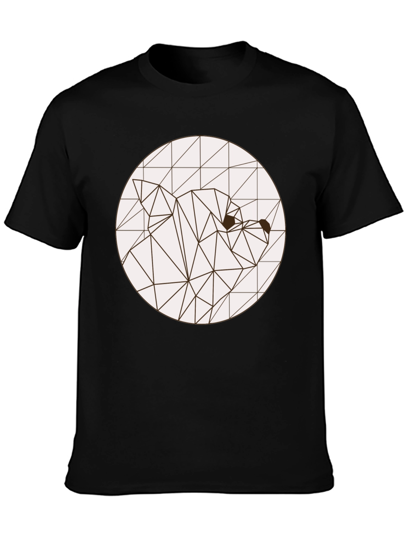 Black Geometric Bear Graphic Tee - Modern Black T-Shirt view 3