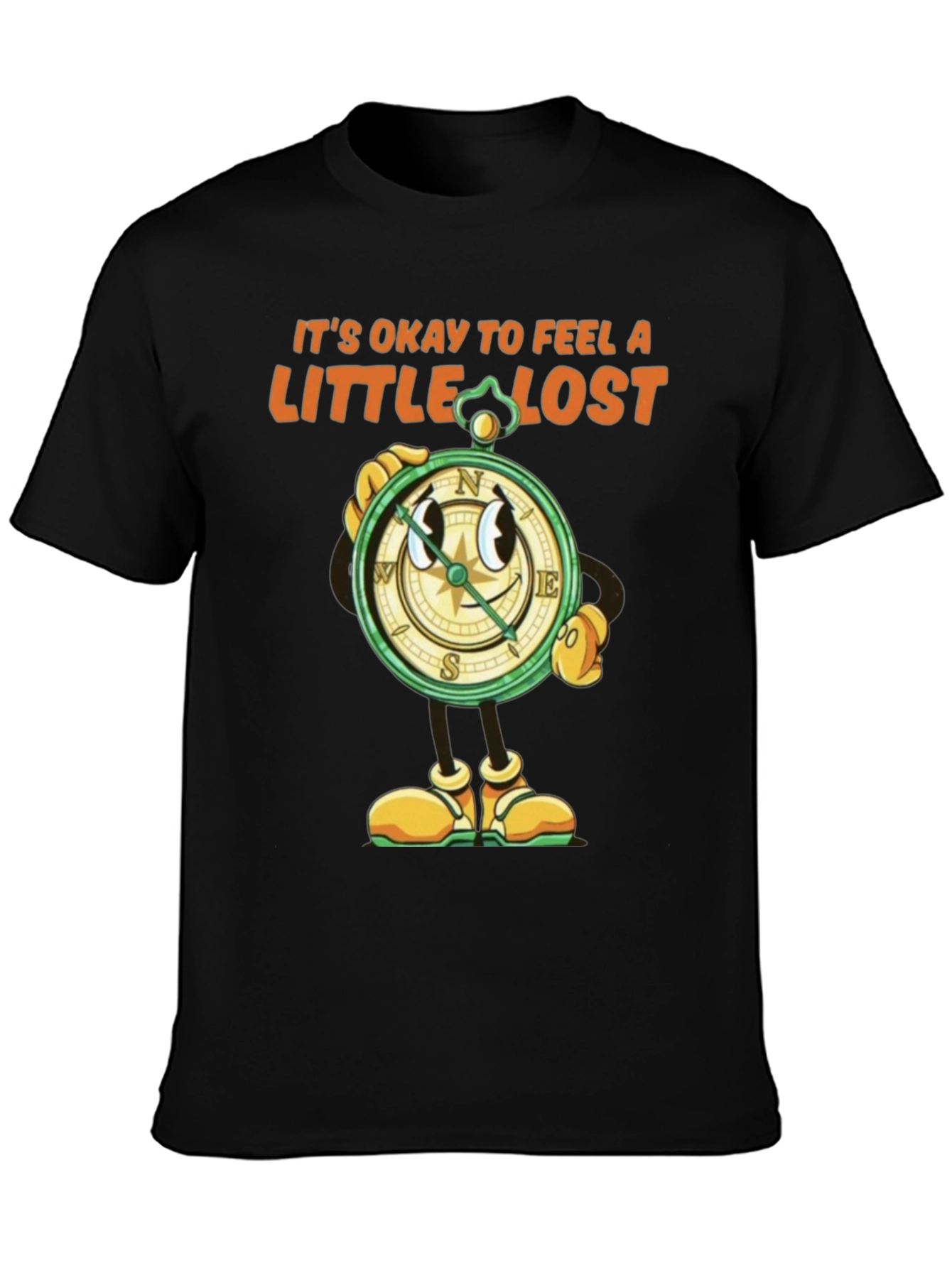 Black It's Okay To Feel A Little Lost T-Shirt view 3