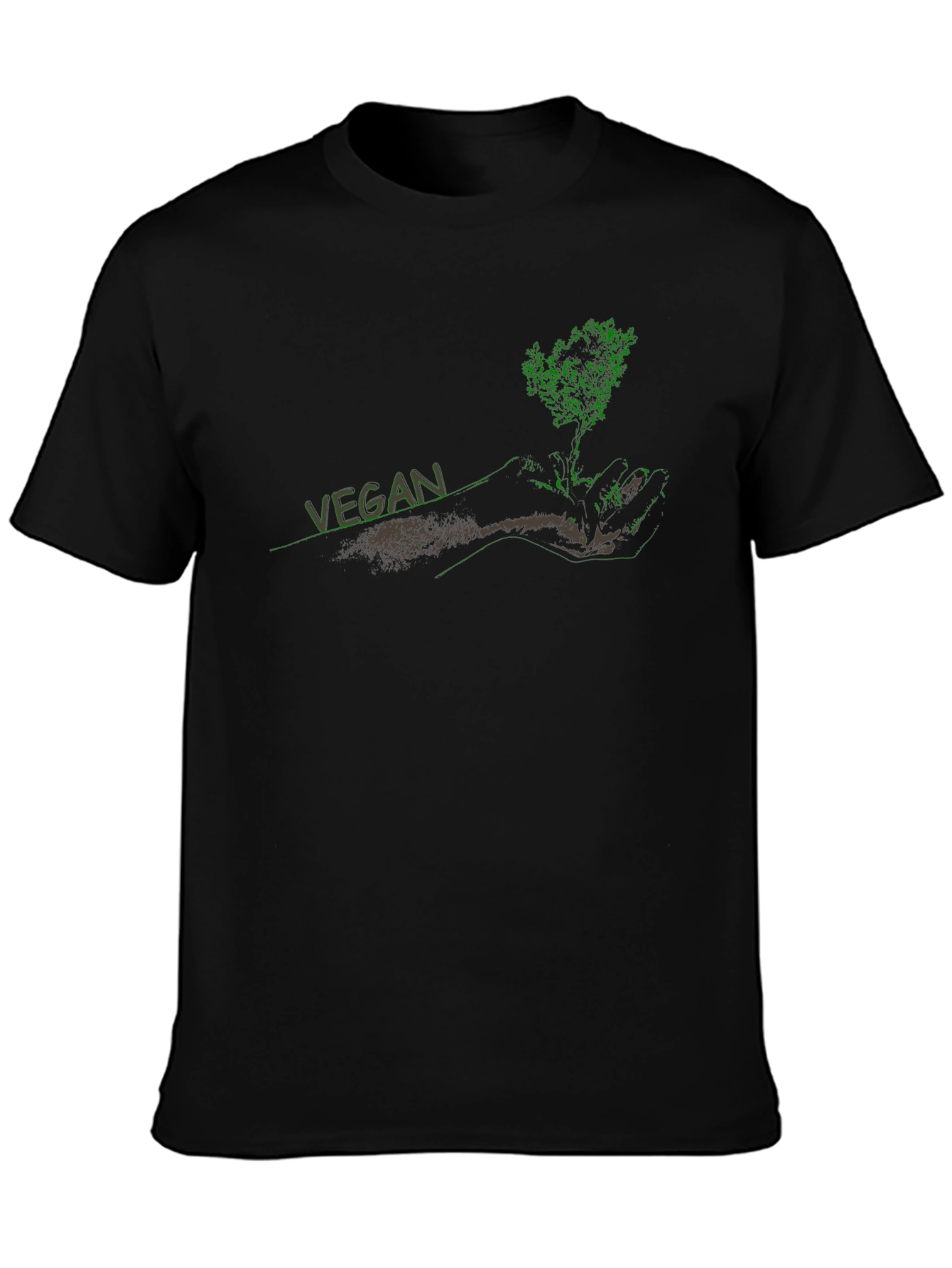 Black Vegan Tree Graphic Black T-Shirt view 3