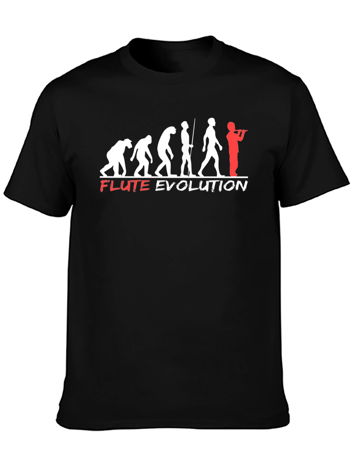 Black Flute Evolution T-Shirt - Funny Music Tee view 3