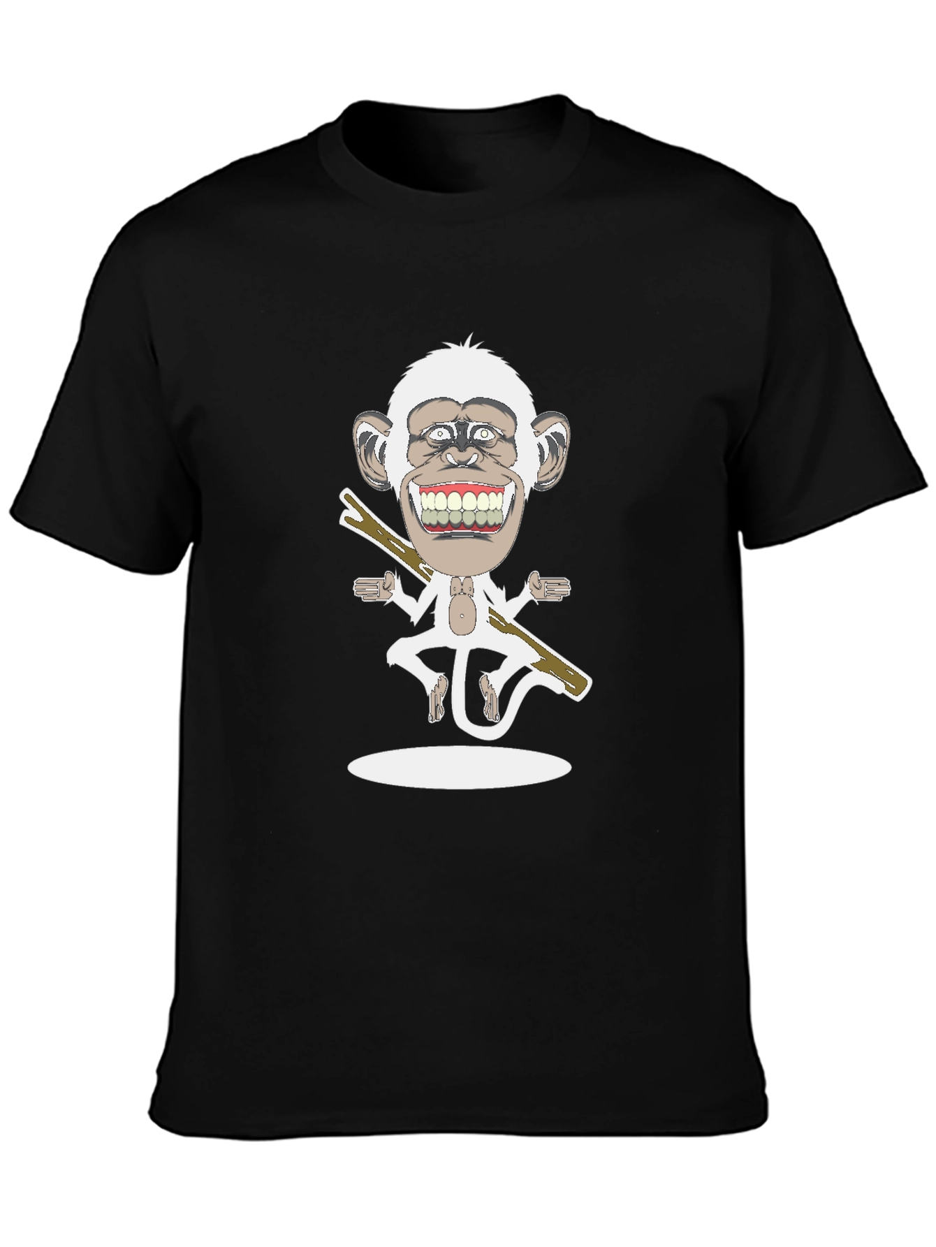 Black Cartoon Monkey Graphic Tee - Black view 3