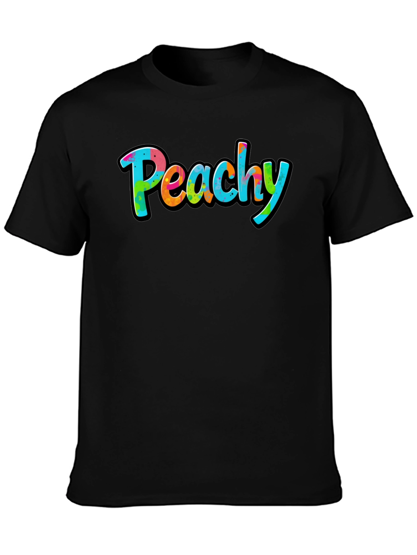 Peachy Graphic Black T-Shirt - Casual Style - 3