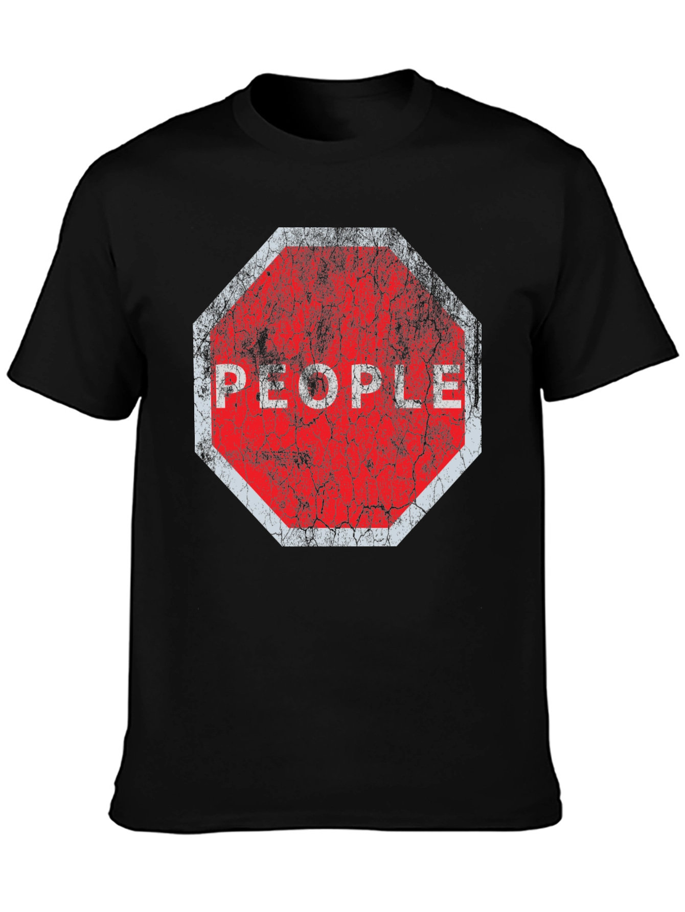 Black Stop People Graphic Tee - Black Cotton T-Shirt view 3