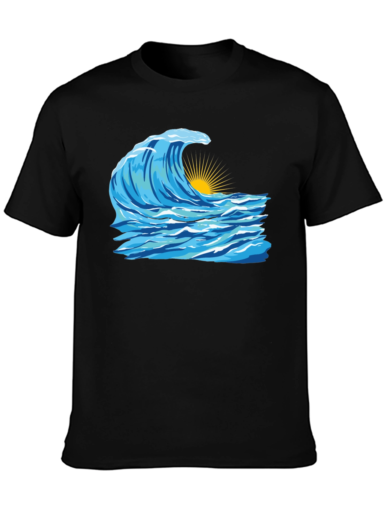 Black Wave Graphic Black T-Shirt view 3