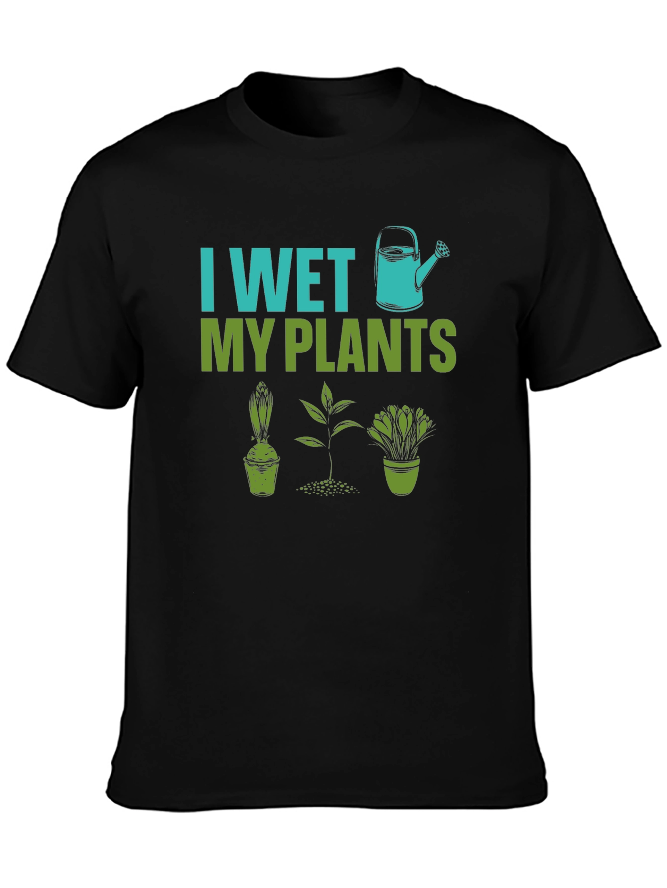 Black I Wet My Plants Graphic T-Shirt - Gardener Humor view 3