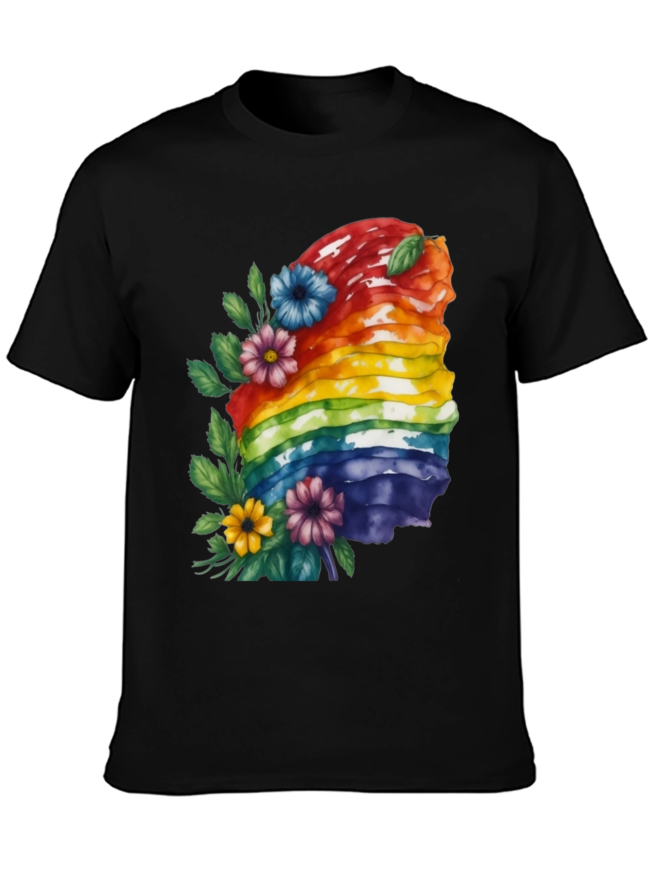 Black Rainbow Layered Cake Floral T-Shirt view 3