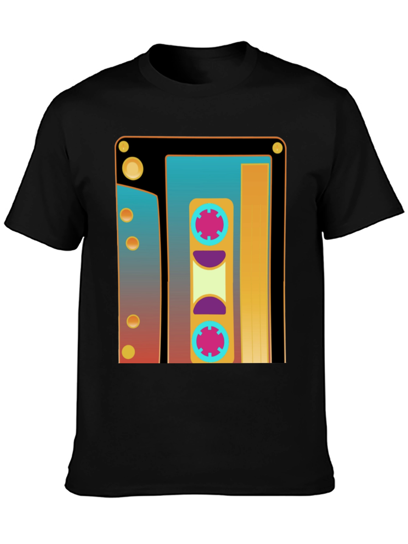 Black Retro Cassette Tape Graphic T-Shirt - Vintage Style view 3