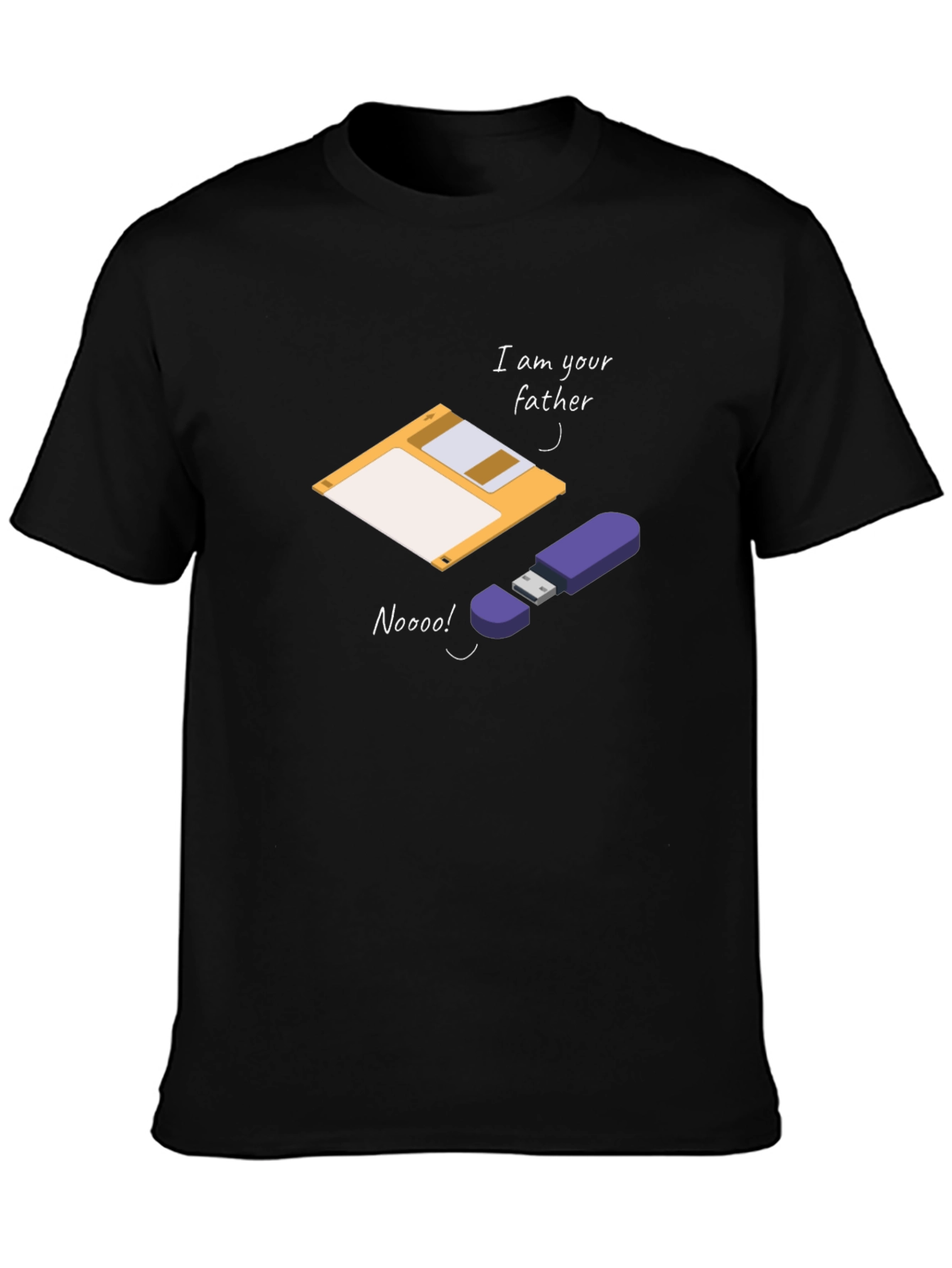 Black Funny Father's Day Geek T-Shirt: Floppy Disk & USB view 3