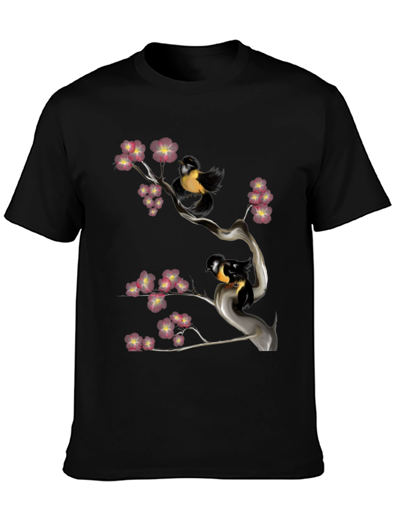 Black Bird & Cherry Blossom Graphic Tee view 3