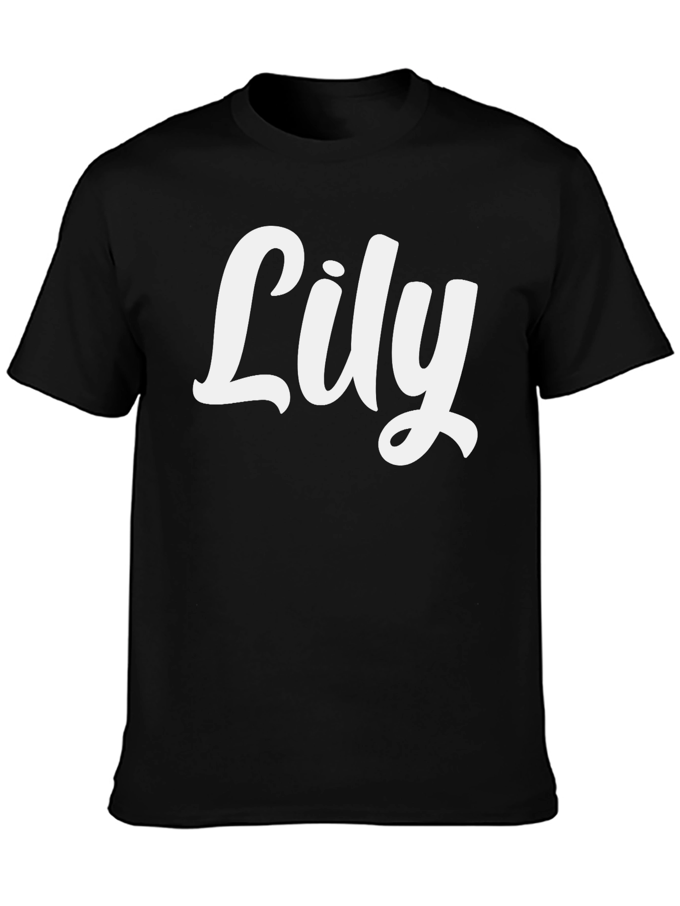 Black Lily Custom Name T-Shirt - Black Crew Neck view 3