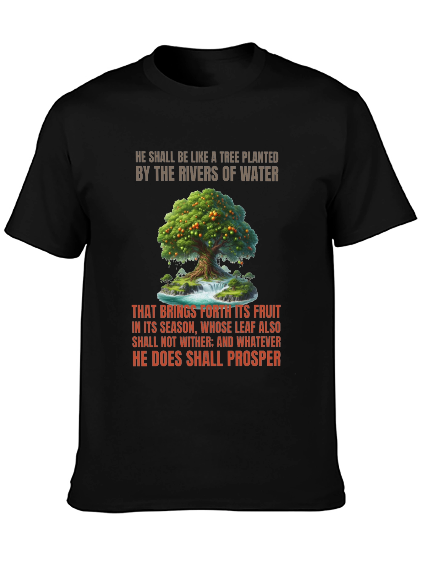 Black Biblical Tree of Life Graphic T-Shirt view 3