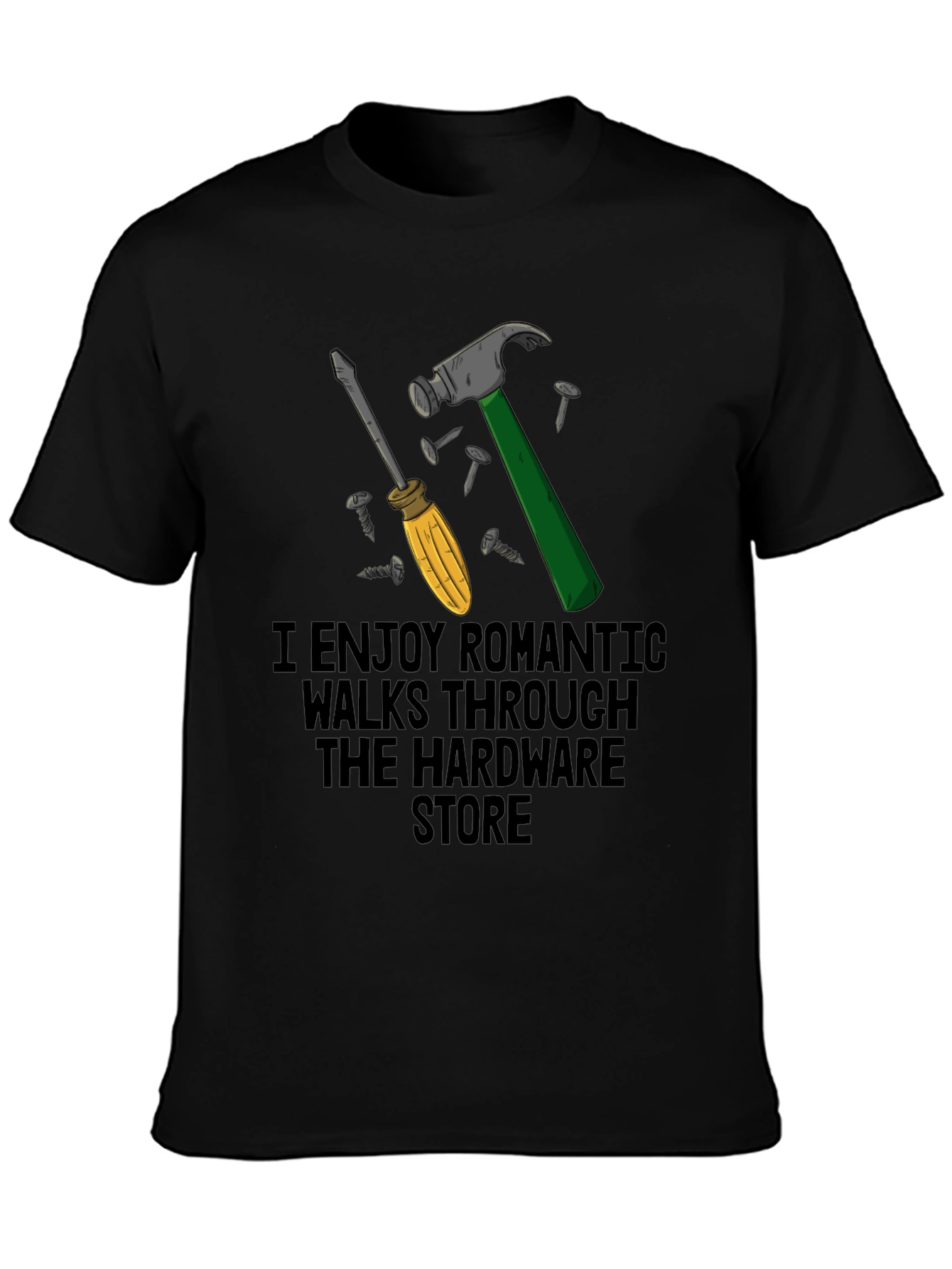 Black Hardware Store Romantic Walk T-Shirt - Men's Funny Tee view 3