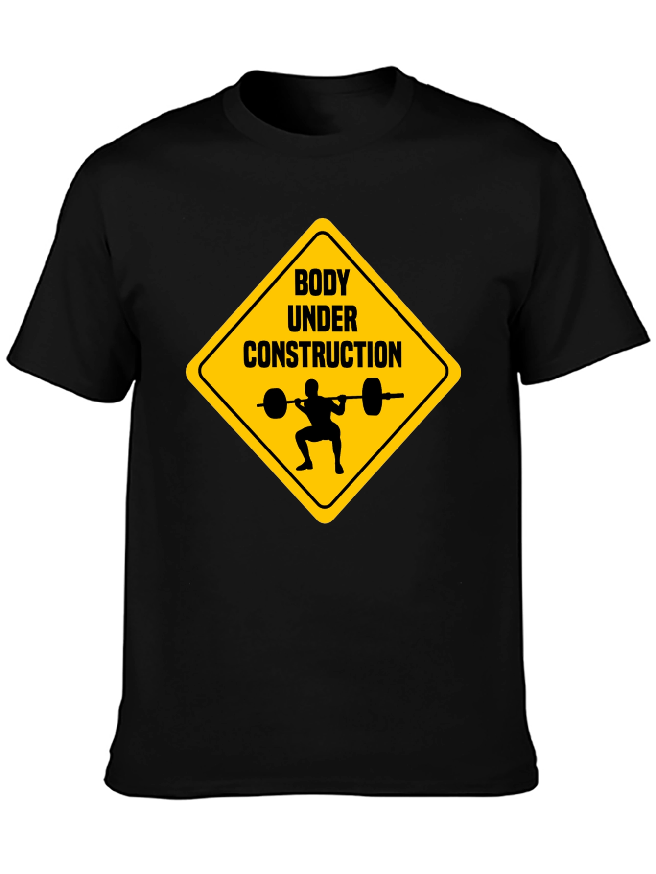 Black Body Under Construction Weightlifting T-Shirt view 3