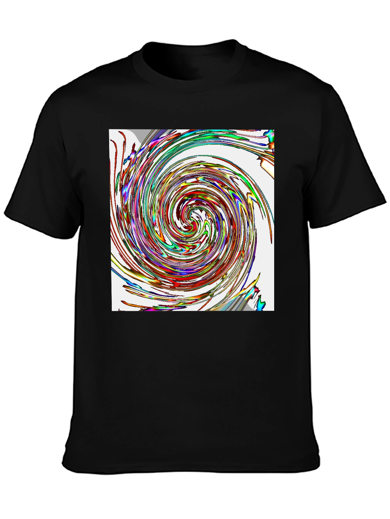 Black Vortex Swirl Graphic Tee - Stylish Black Cotton Comfort view 3