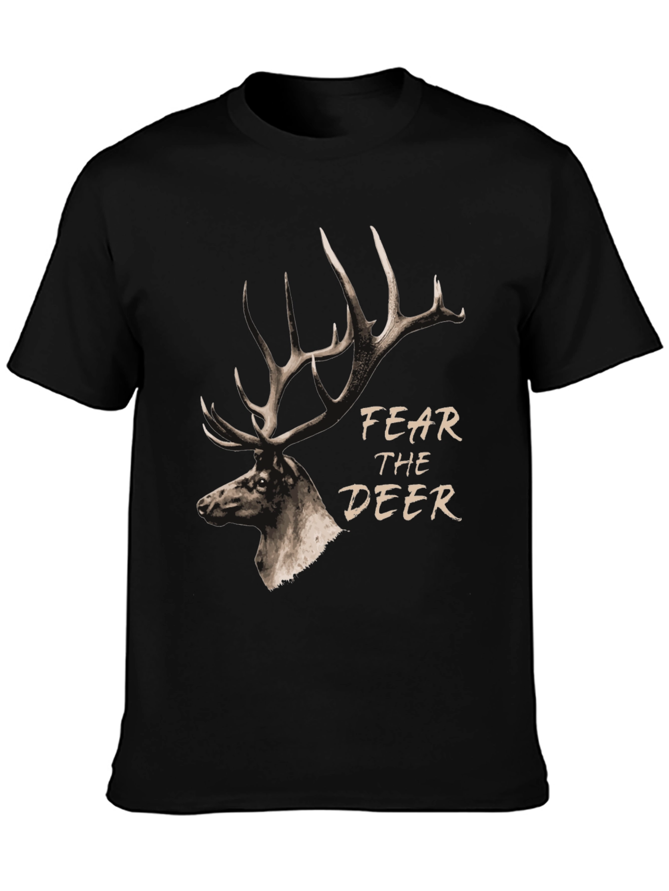 Black Fear the Deer Graphic T-Shirt - Black view 3