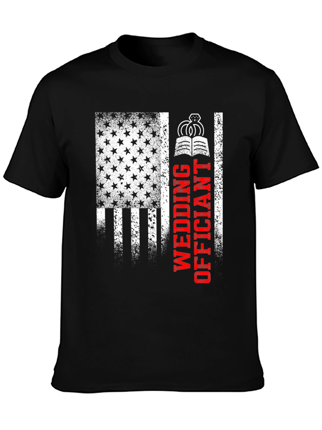 Black Wedding Officiant Patriotic T-Shirt view 3