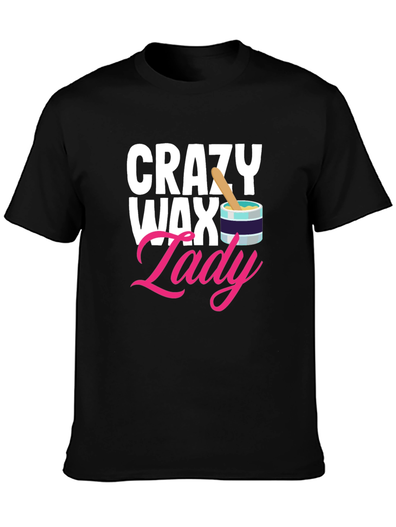 Black Crazy Wax Lady T-Shirt - Esthetician Gift view 3