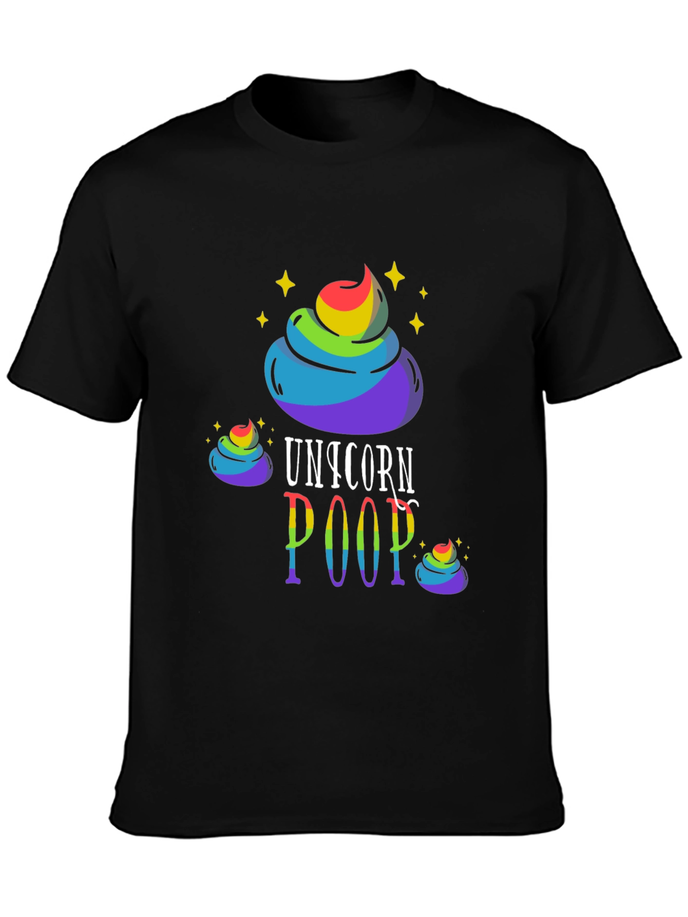 Black Unicorn Poop Graphic Tee - Rainbow Humor T-Shirt view 3