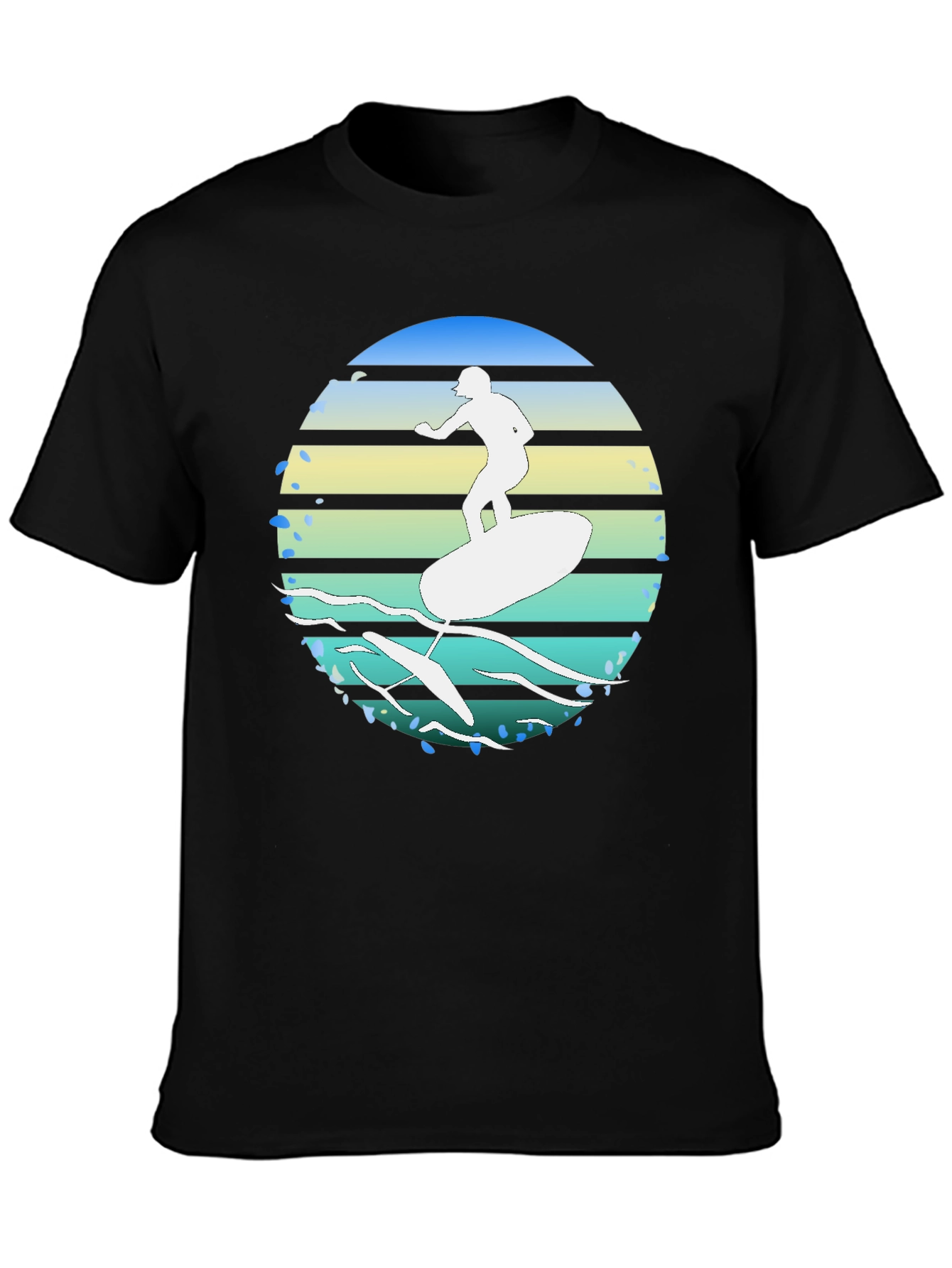 Black Surfer Graphic Tee - Black Cotton T-Shirt view 3