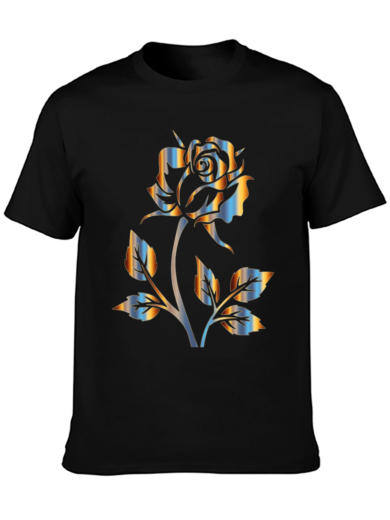 Black Rose Graphic Black T-Shirt - Stylish Floral Design view 3