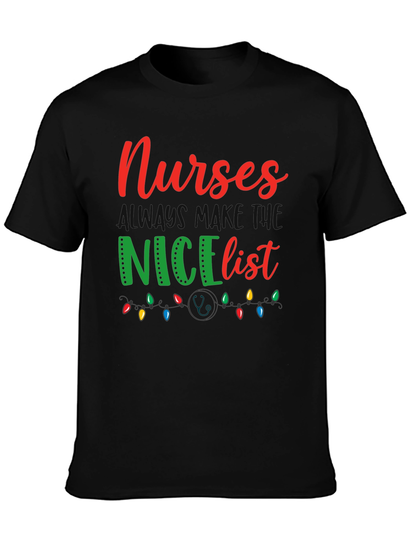 Black Nurses NICE List T-Shirt view 3