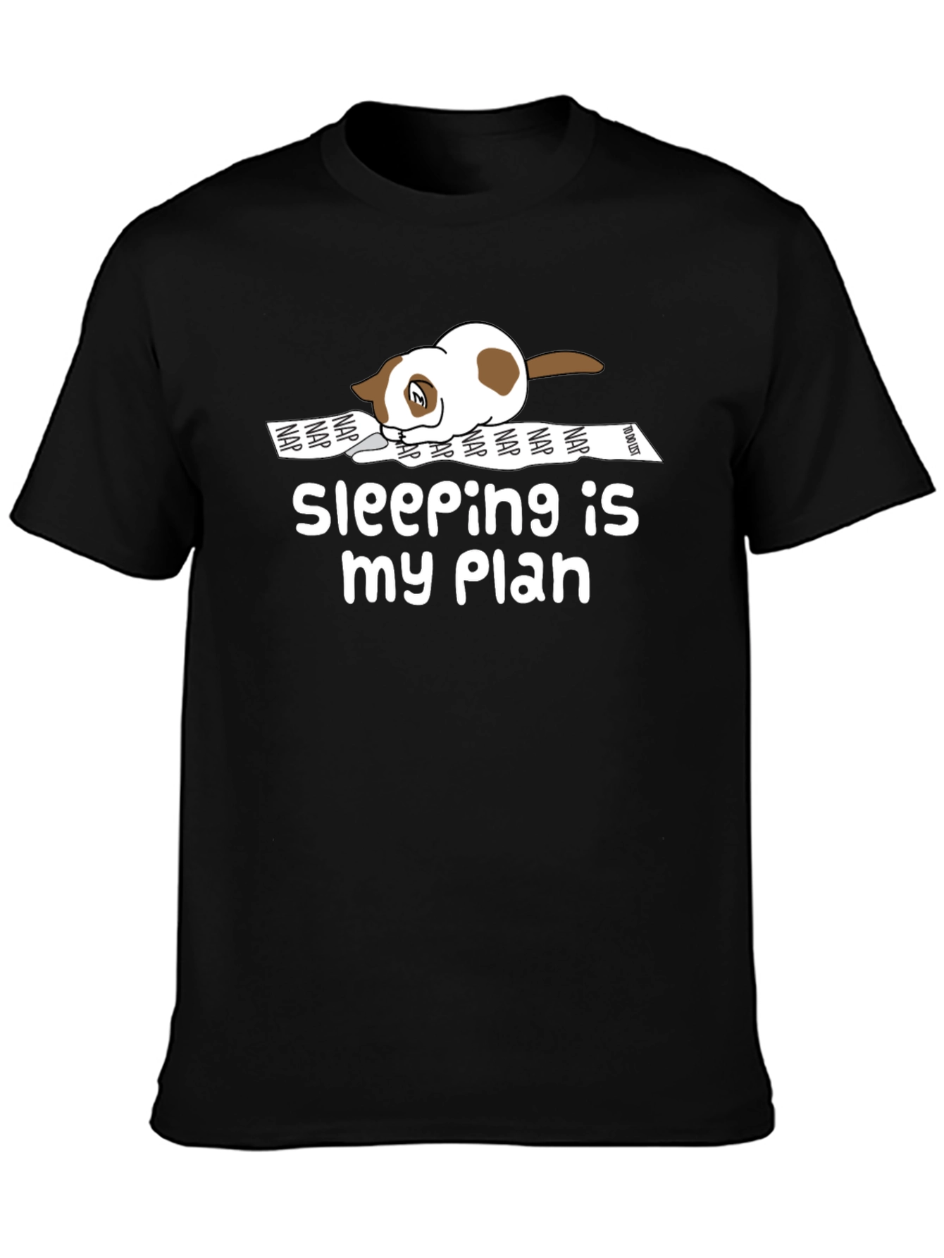 Black Sleeping is my Plan T-shirt, Lazy Cat view 3