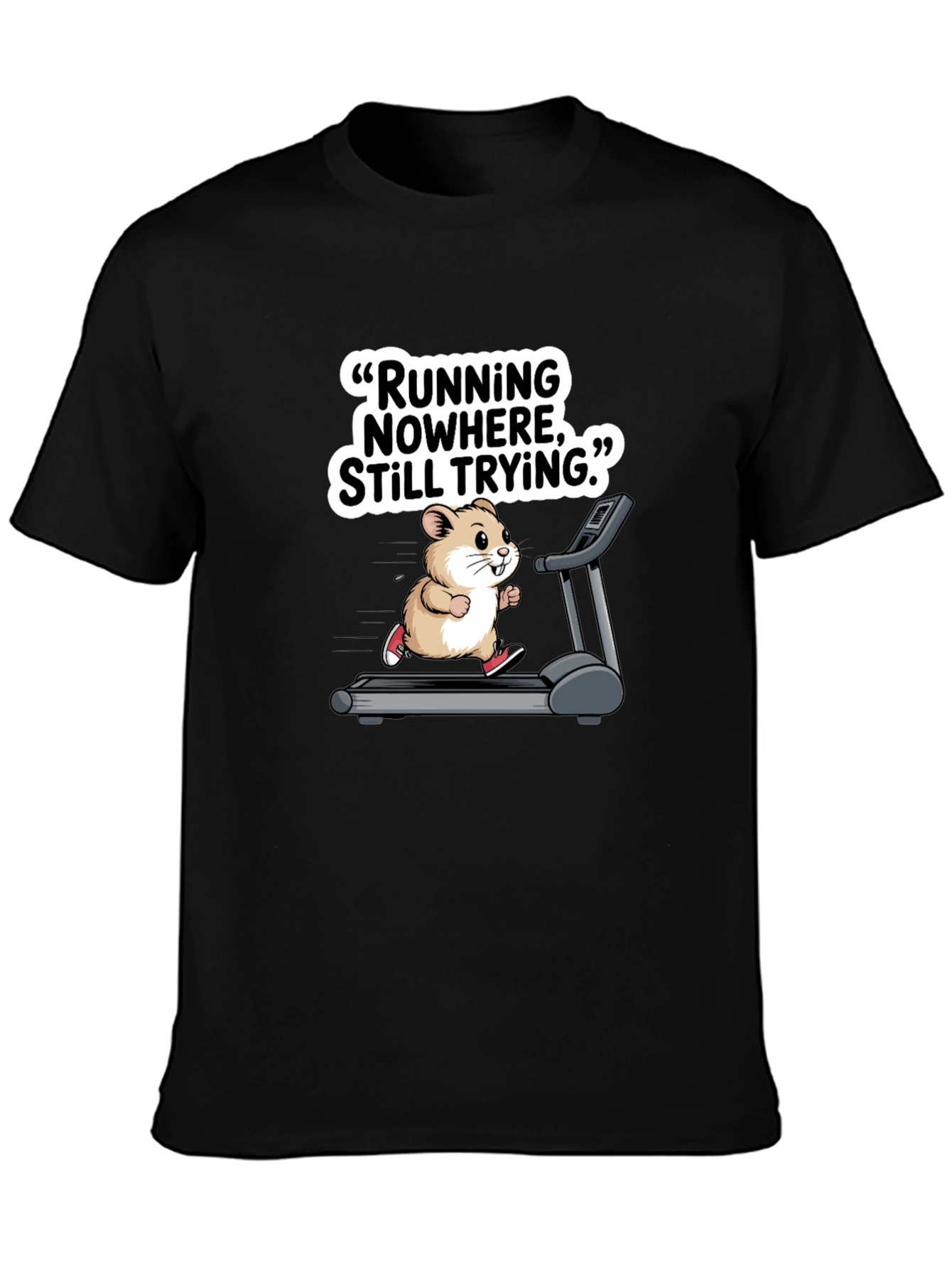 Black Hamster Treadmill Graphic Tee - Funny Workout Shirt view 3