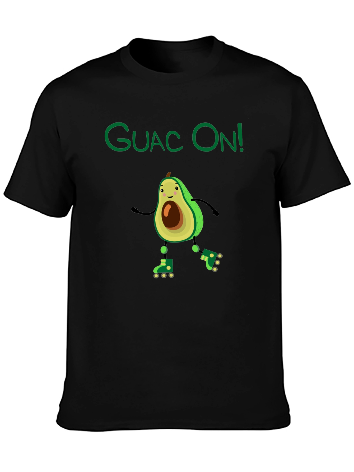 Black Guac On! Avocado Roller Skate Graphic Tee view 3