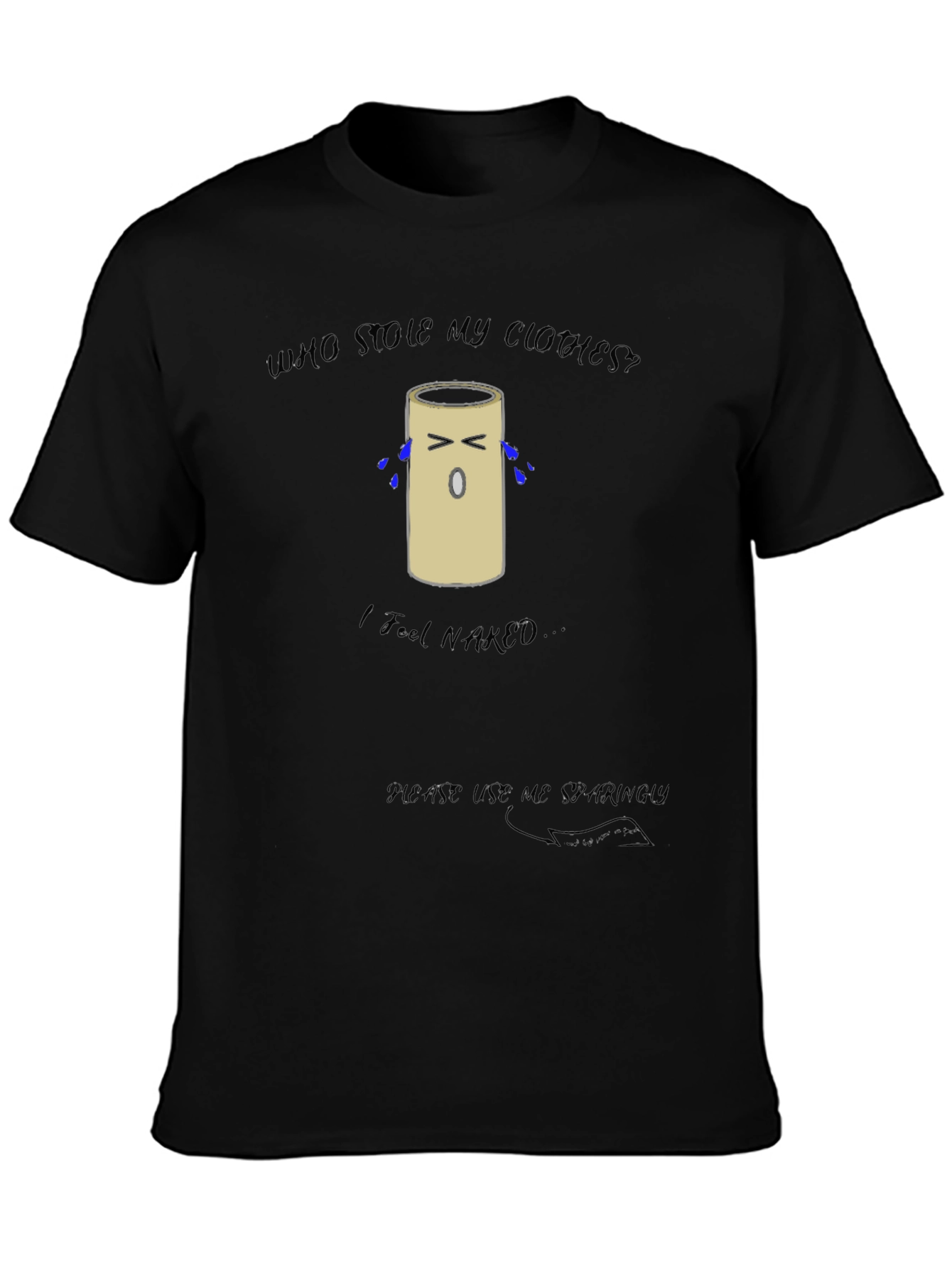 Black Humorous Toilet Paper Roll T-Shirt view 3