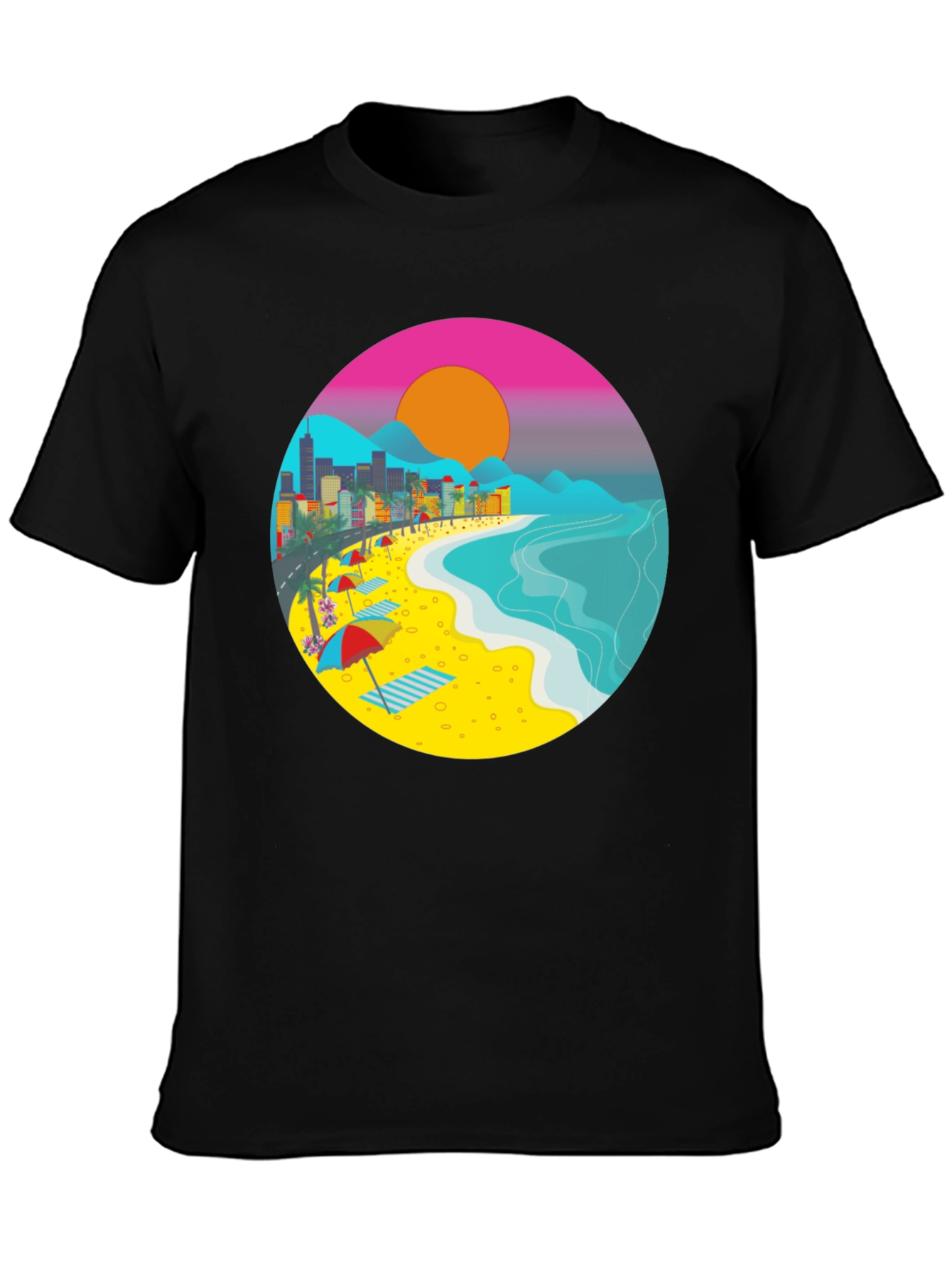 Black Beachscape Graphic T-Shirt view 3