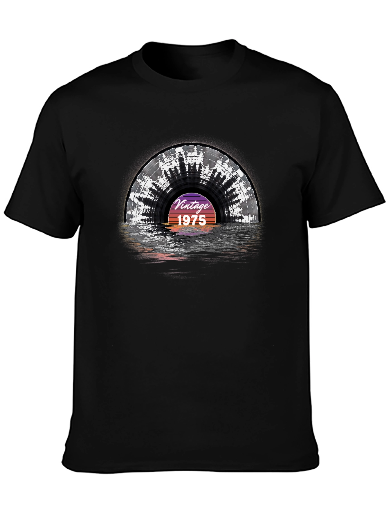 Black Vintage 1975 Record T-Shirt view 3
