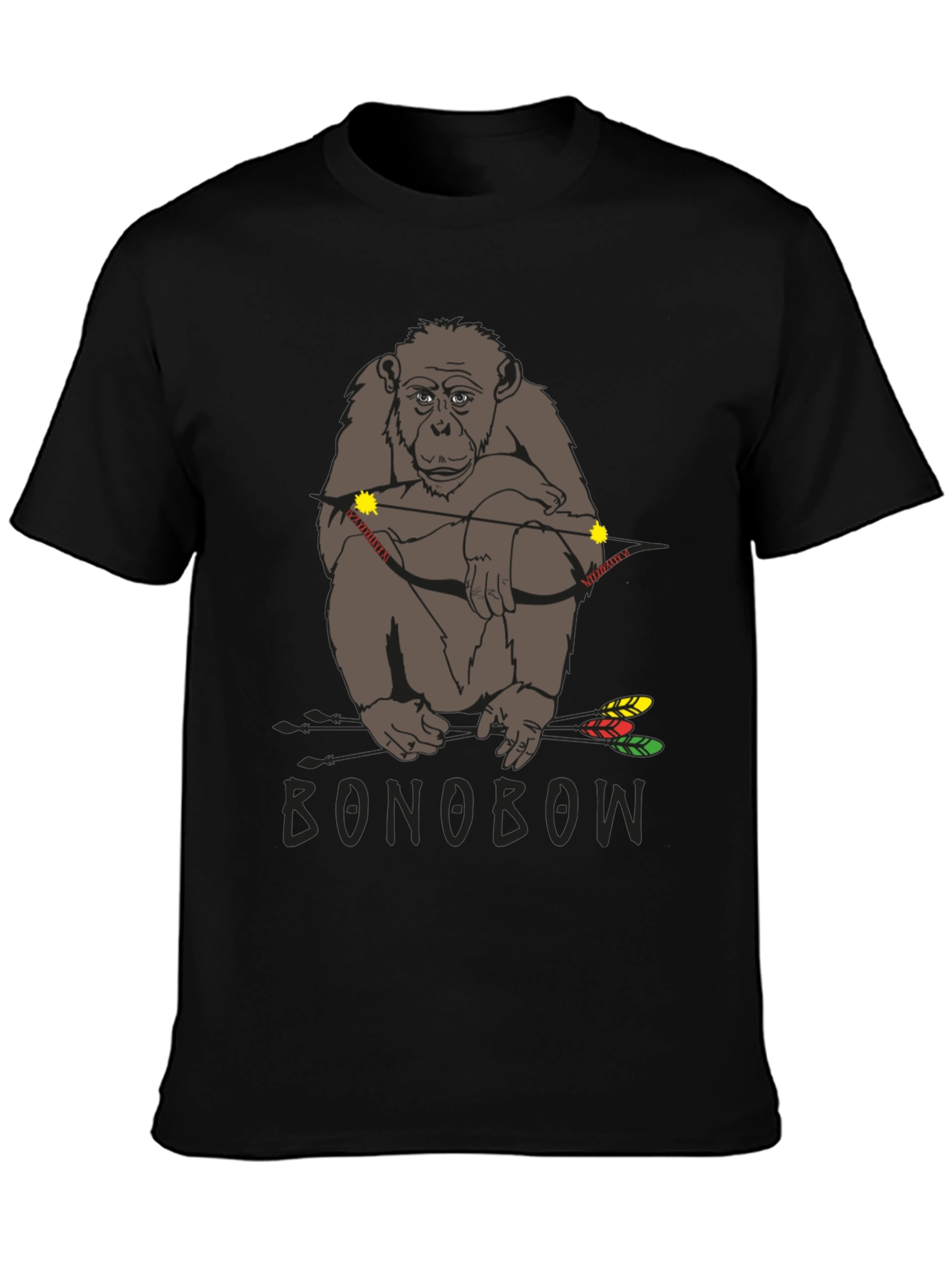 Black Bonobo Archer T-Shirt - Novelty Animal Tee view 3