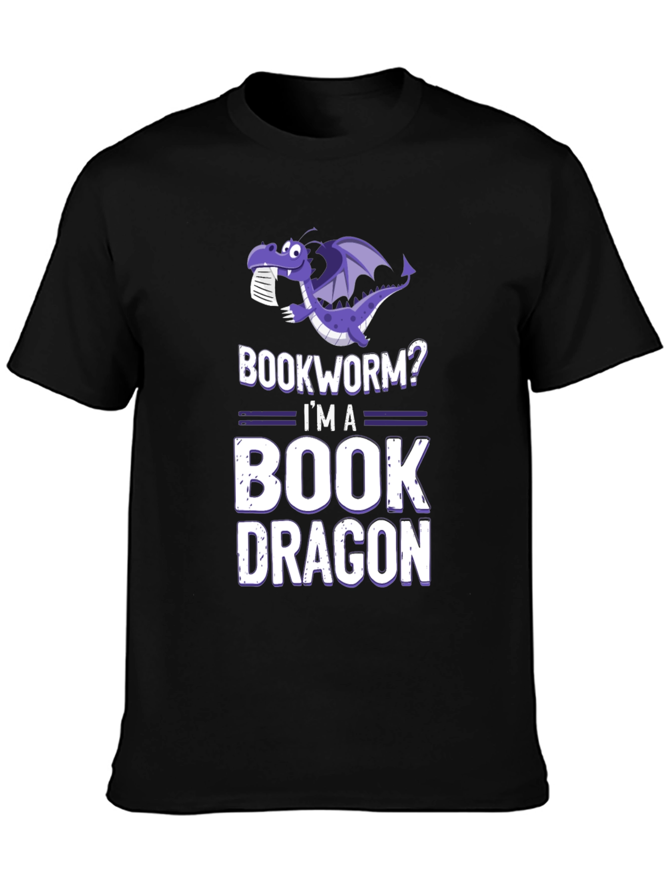 Black Bookworm? I'm a Book Dragon T-Shirt view 3