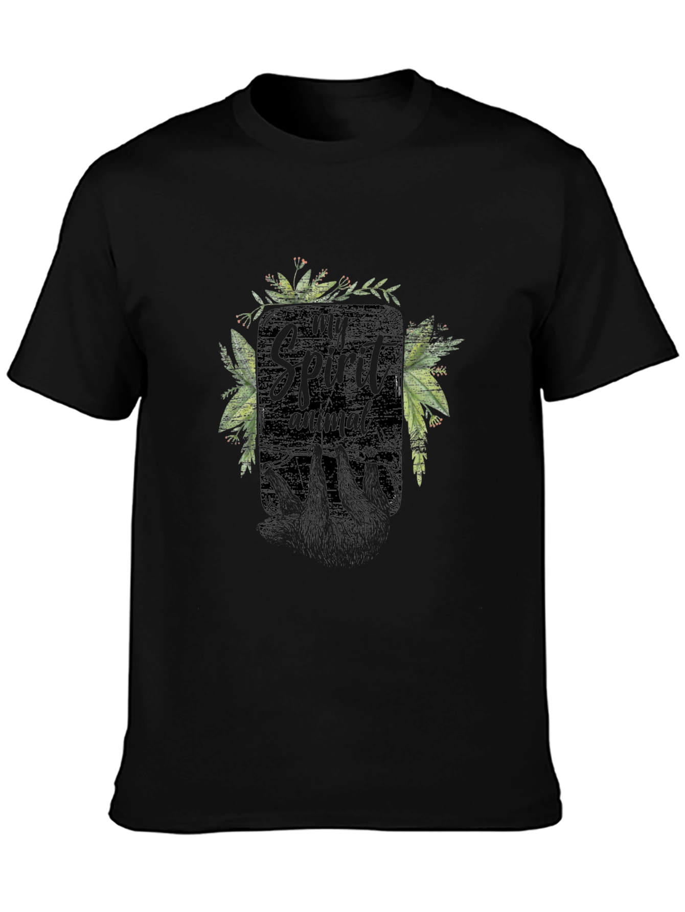 Black My Spirit Animal Sloth Black T-Shirt view 3