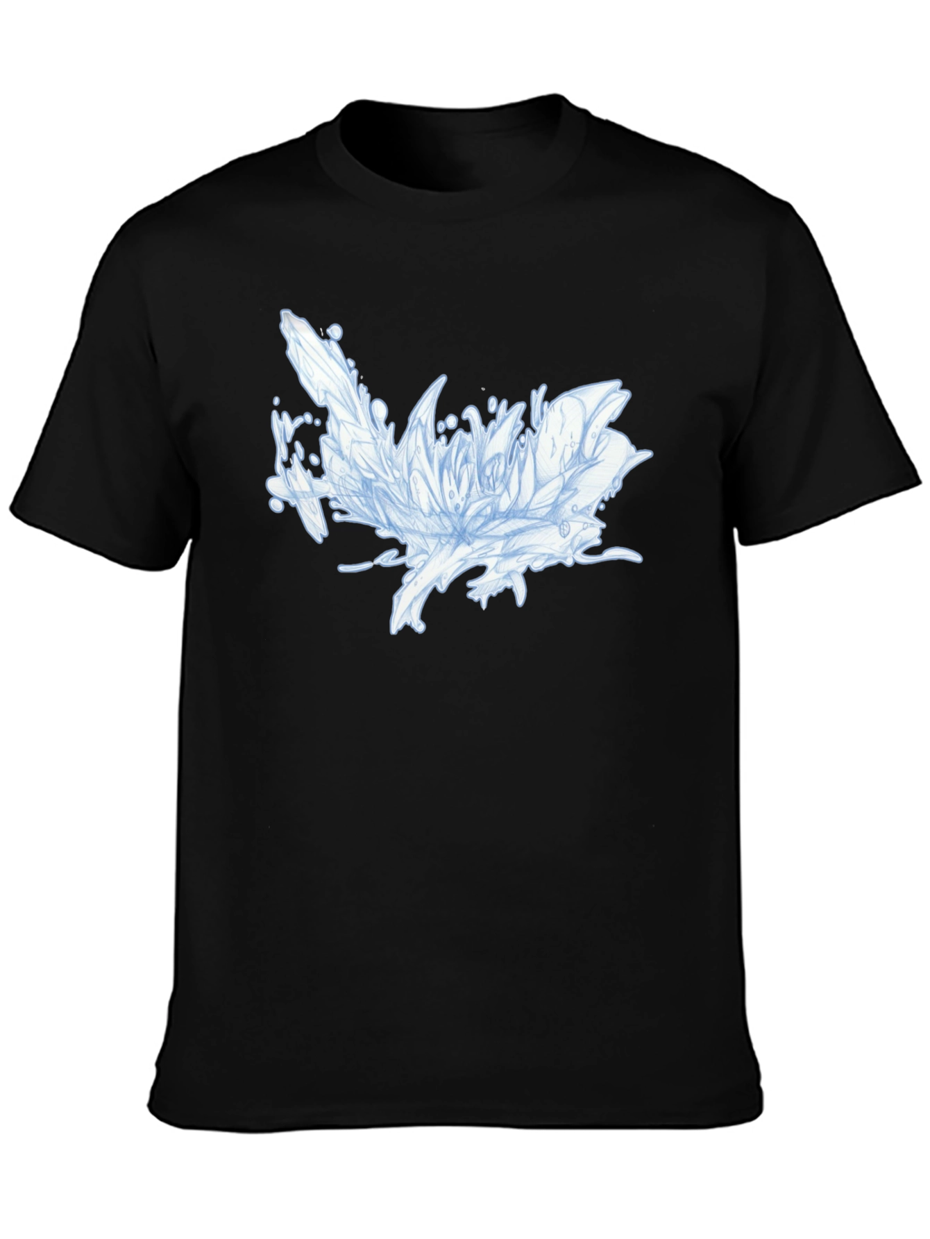 Black Abstract Floral Graphic Black T-Shirt view 3