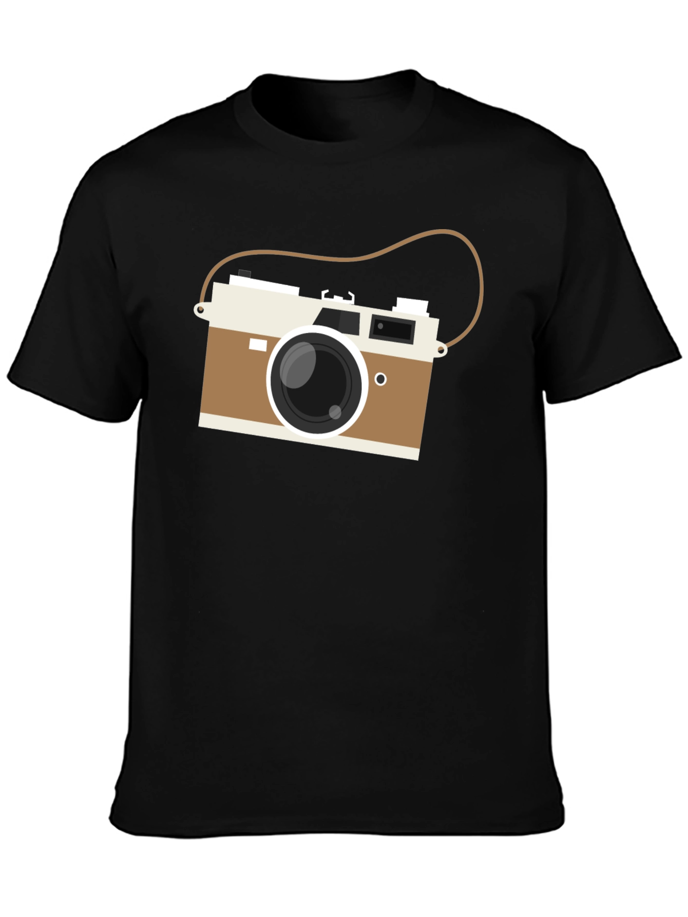 Black Vintage Camera Graphic Tee - Black Casual T-Shirt view 3