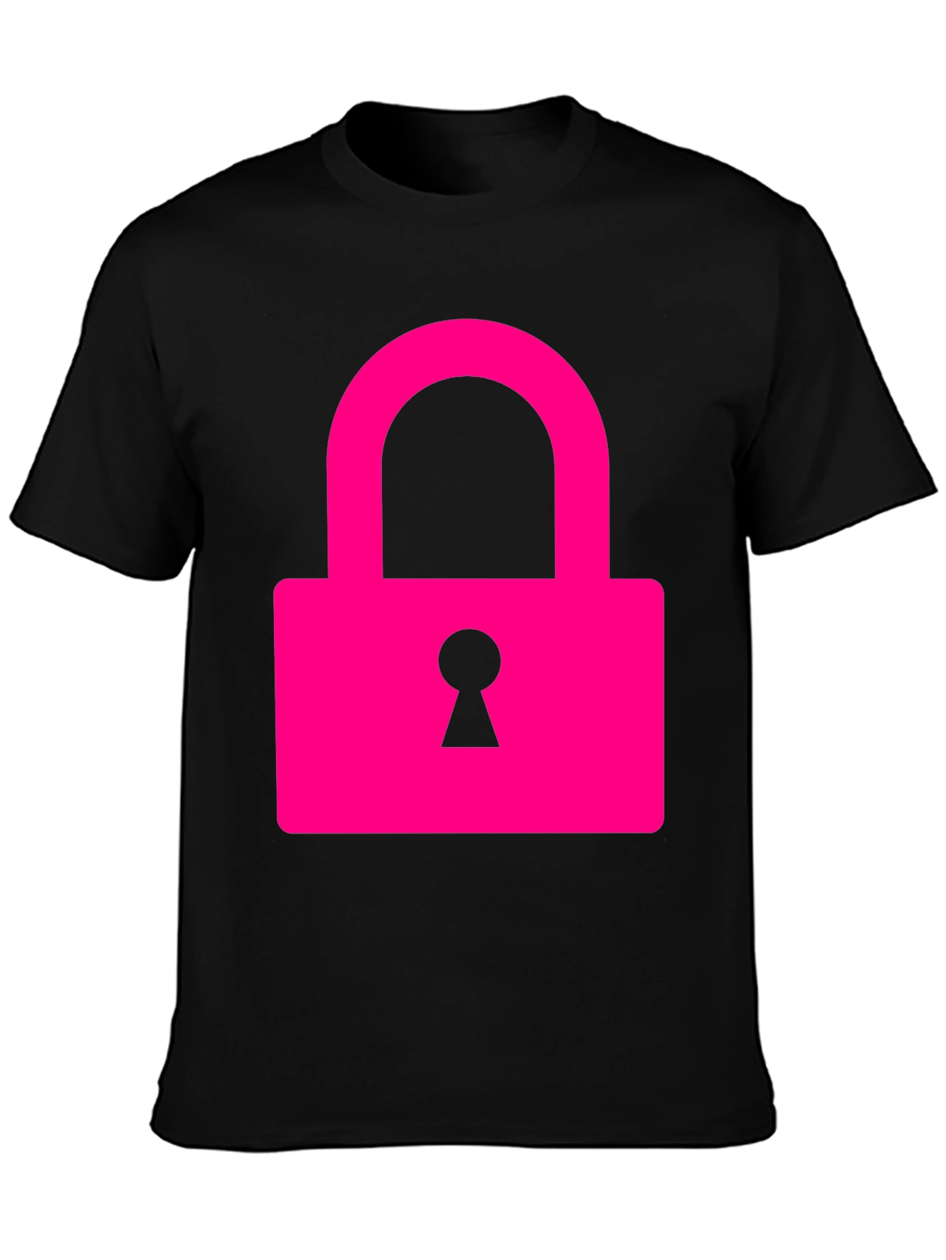Black Cool Pink Lock Graphic T-Shirt view 3