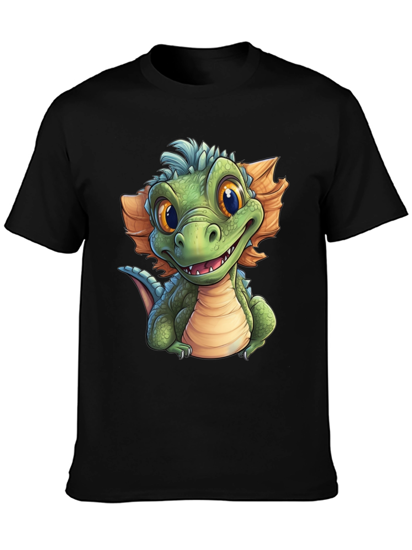 Black Cartoon Dragon Graphic T-Shirt - Fun & Unique Design view 3