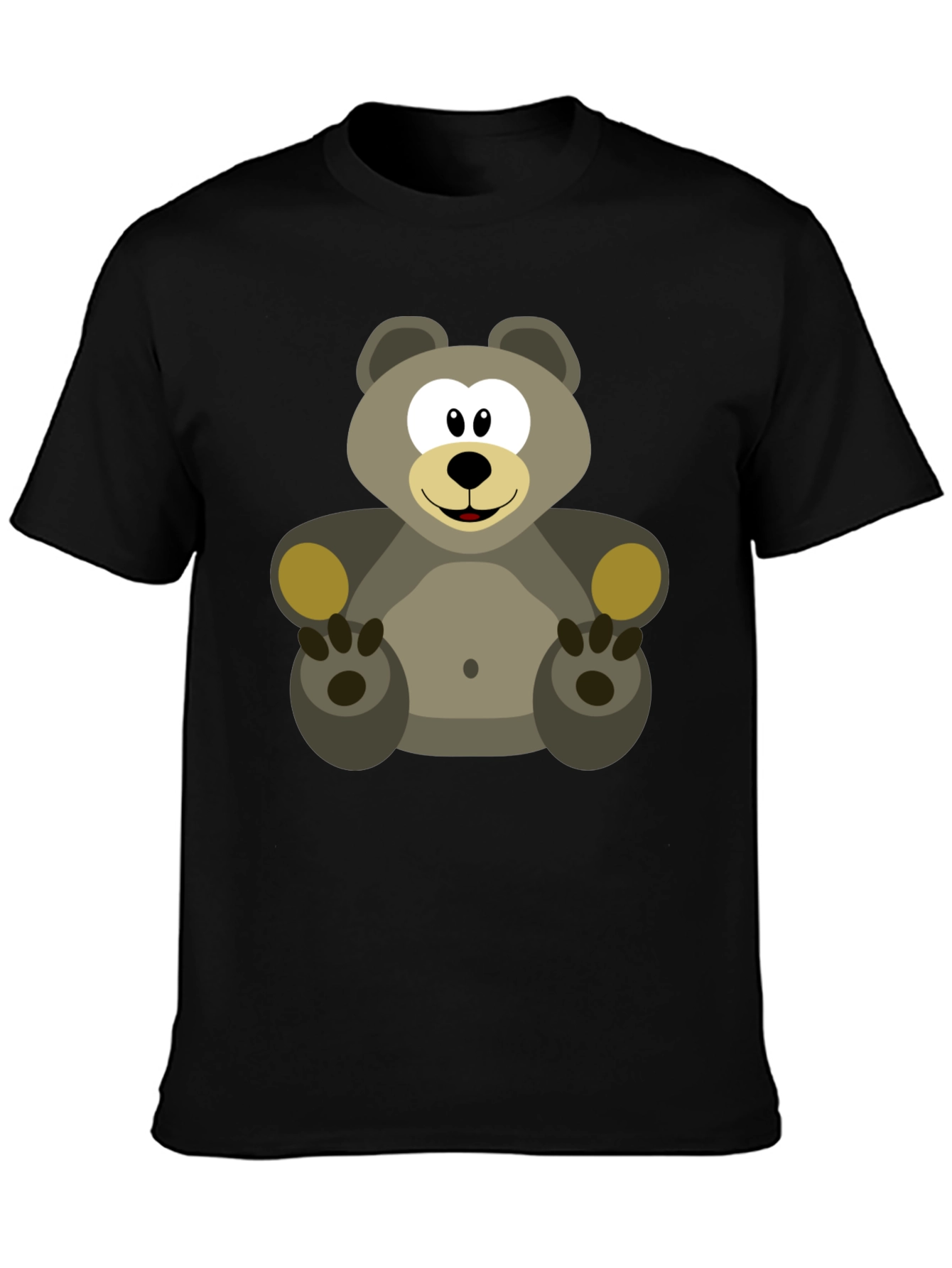 Black Cartoon Bear Graphic Tee - Black Cotton Blend view 3