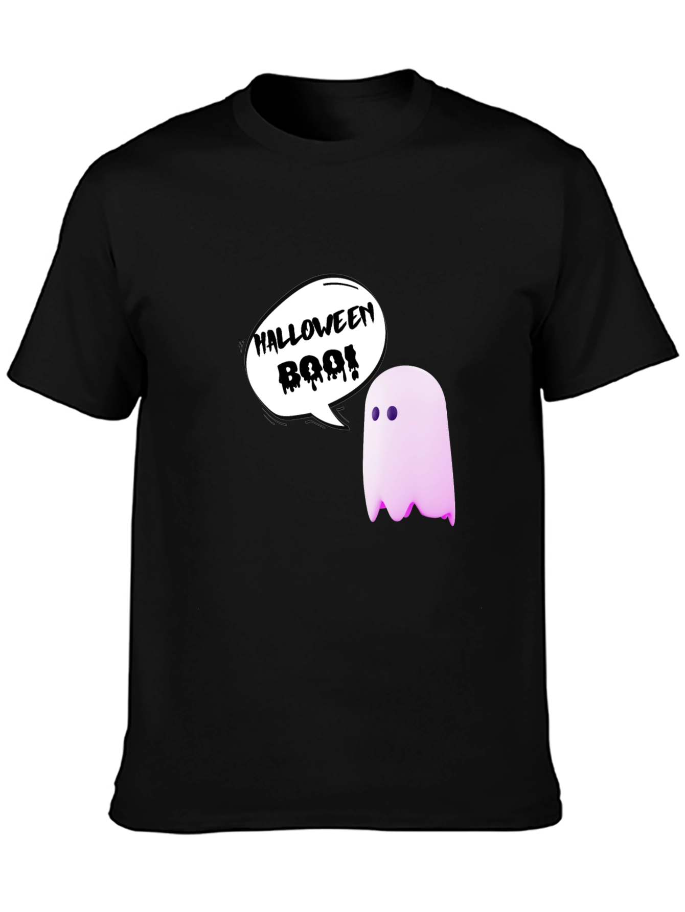 Black Halloween Ghost Boo! T-Shirt view 3