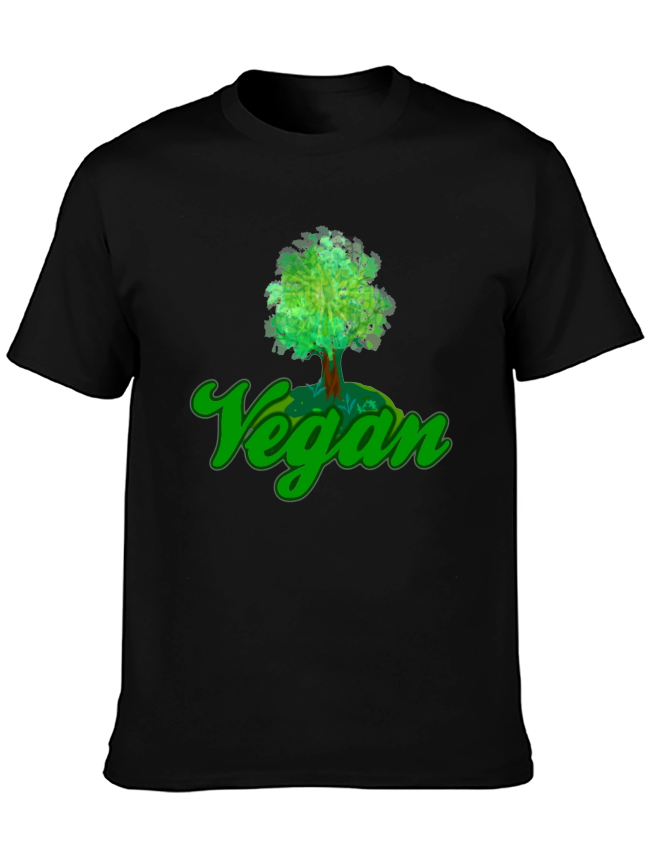 Black Vegan Tree T-Shirt - Eco-Friendly Design view 3