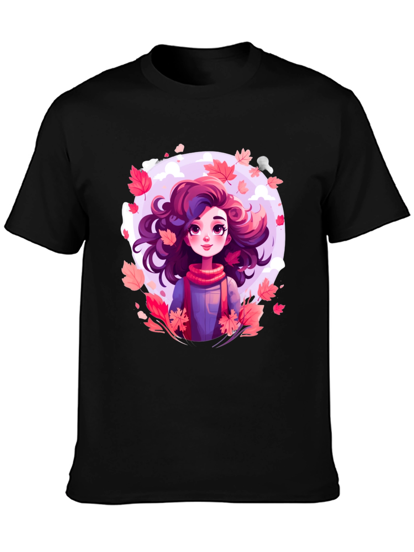 Black Autumn Girl T-Shirt - Unique Graphic Tee for Fall view 3