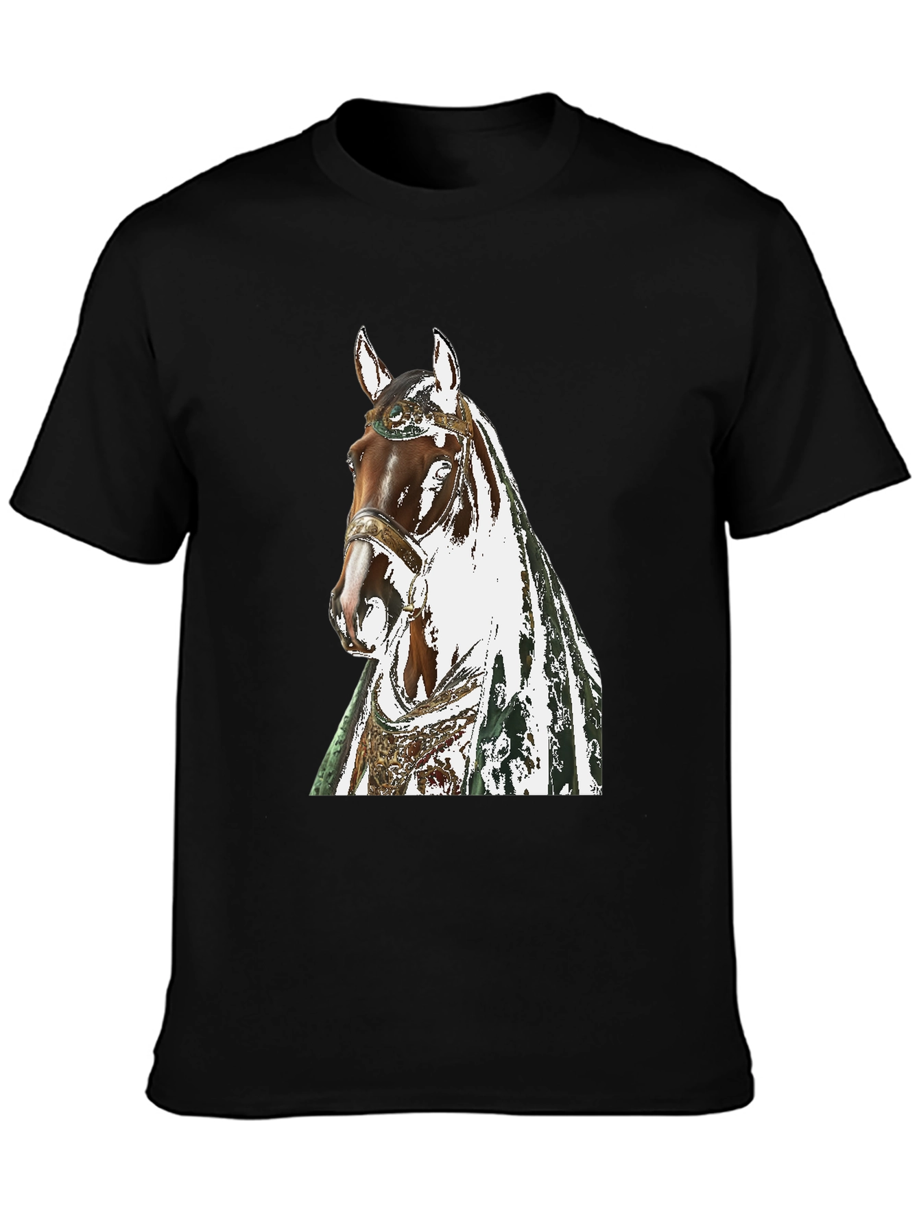 Black Horse Graphic Tee - Black Cotton T-Shirt view 3