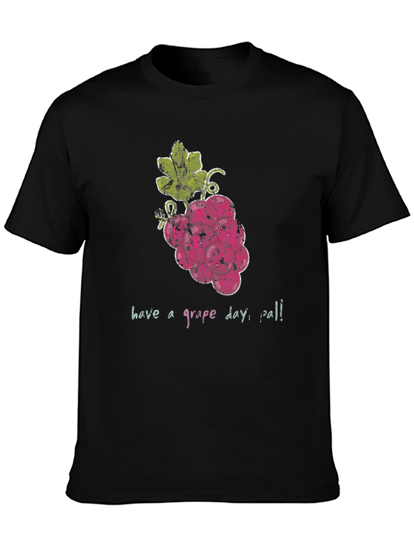 Black Have a Grape Day T-Shirt - Unique Fruit Graphic Tee view 3