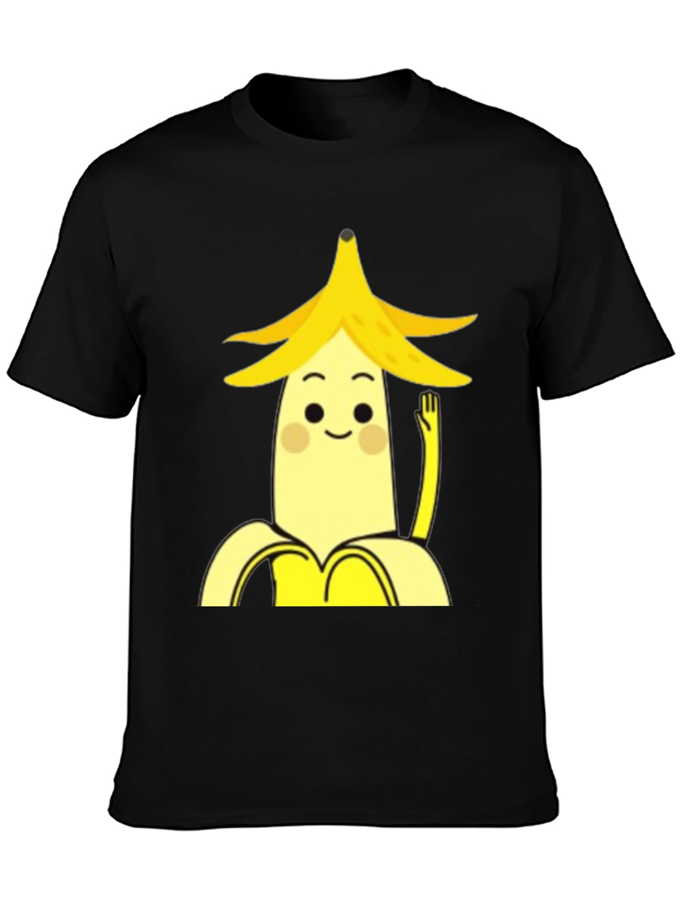 Black Banana Character Graphic Tee - Black Cotton Casual Shirt view 3