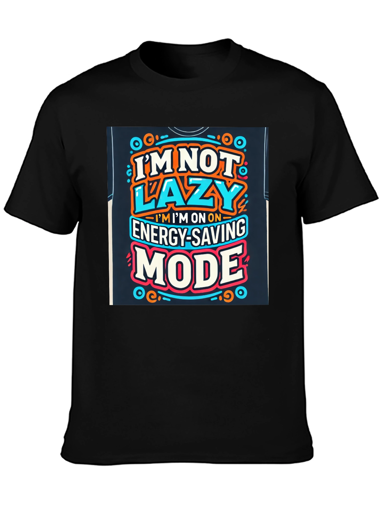 Black Energy Saving Mode Graphic Tee - Lazy Humor T-Shirt view 3